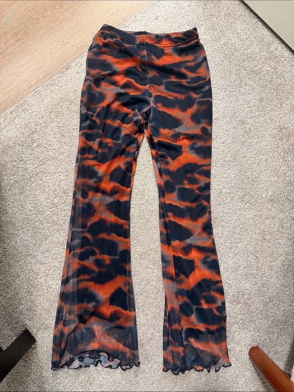 Nasty Gal Orange and Black Tie-Dye Flare Pants